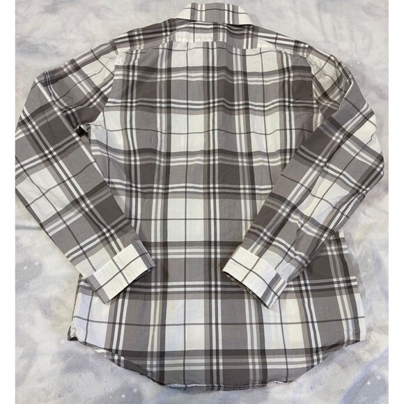 Express Extra Slim Fit Plaid Button Down Shirt Men’s Medium Gray and White. - Picture 2 of 6